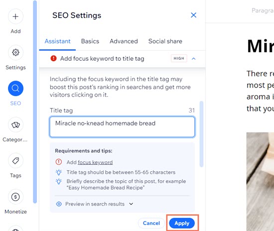 référencement sur wix